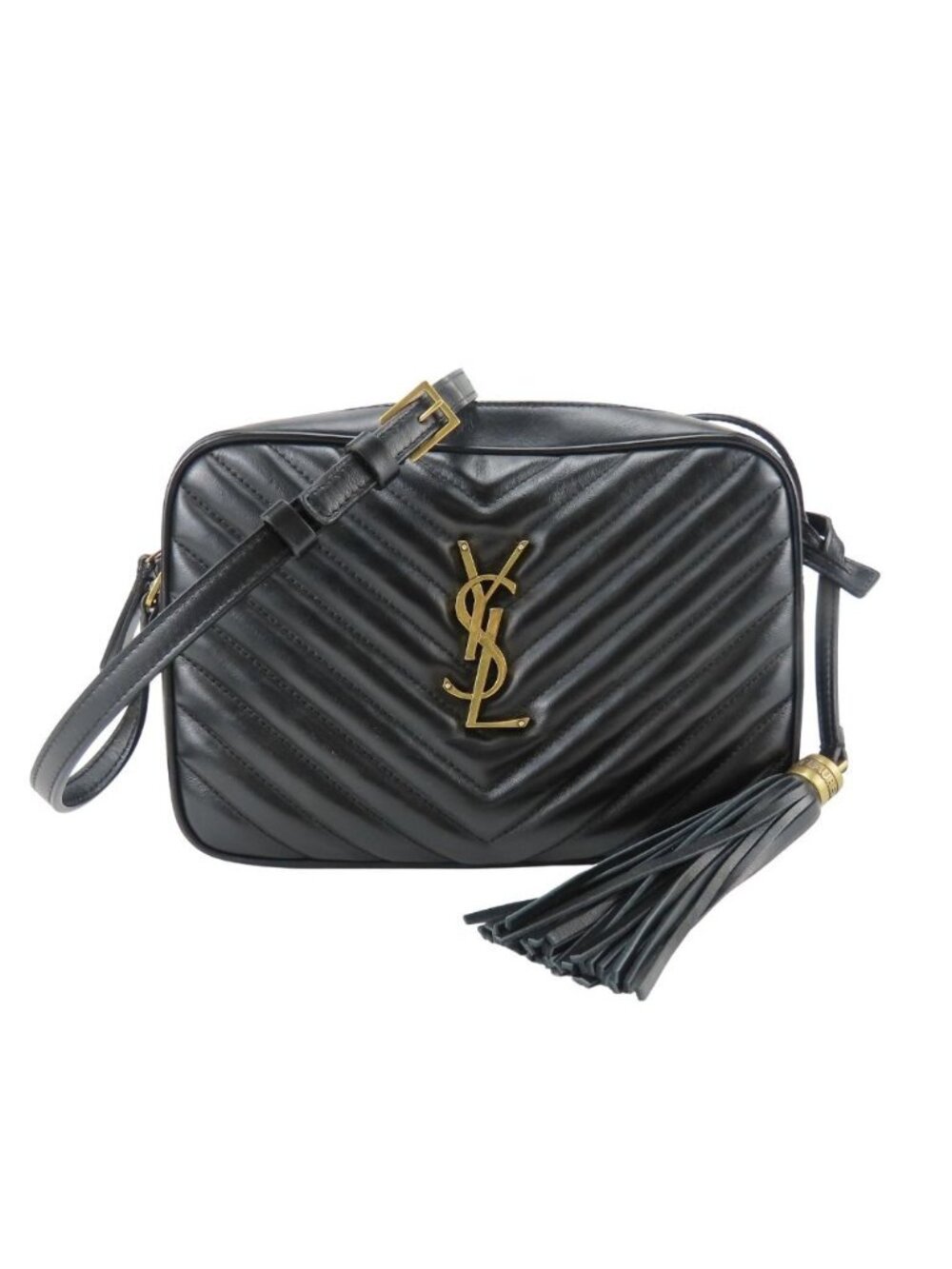 Saint Laurent Paris Shoulder Bag Leather Black Gold Crossbody YSL